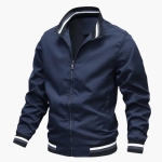 Men's Jacket with Ribbed Details and Front Zipper - Image 2