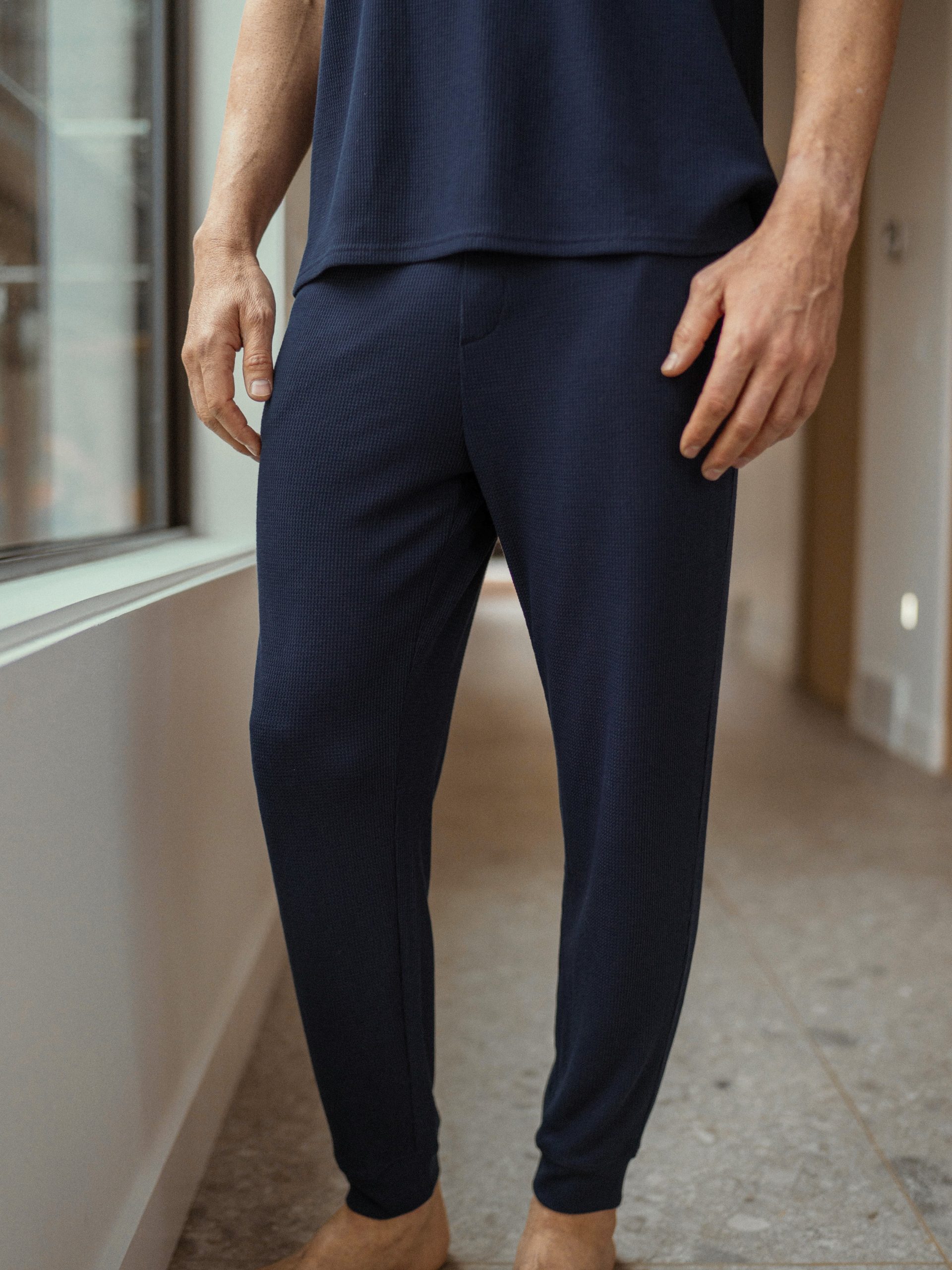 2_Navy_waffleknitjogger.jpg Men's Bamboo Waffle Knit Pant - Last Chance - Image 1