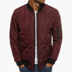 Men's Quilted Bomber Jacket with Zipper and Arm Pocket - Image 2