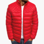 Men's Bomber Jacket with Zipper and Quilted Design - Image 2