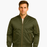 Men's Flight Jacket with Ribbed Collar - Image 2