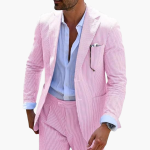 Men's Summer Suit Two-Piece with Pinstripes and Slim Fit - Image 2