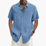 Men's Short Sleeve Shirt – Linen Button-Up Shirt for Summer - Image 2
