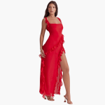 Ruffled Summer Dress for Women – Maxi Dress with High Slit - Image 2