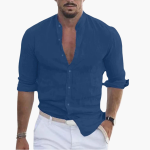 Summer Shirt for Men - Light, Airy & Stand-Up Collar Casual - Image 3