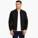 Men's Bomber Jacket with Front Zipper and Ribbed Hem - Image 2