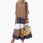 Long Knit Dress for Women - V-Neck, Side Straps