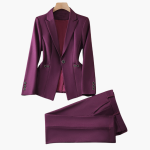 Women's Blazer Set with One Button and Straight Pants - Image 5