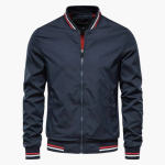 Men's Bomber Jacket with Zipper and Ribbed Cuff - Image 2
