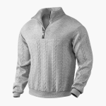 Men’s Cable Knit Sweater with Half-Zip Neckline - Image 2