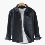 Cord Overshirt for Men - Oversized Long Sleeves and Button Placket - Image 2