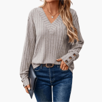 V-Neck Winter Sweater for Women – Comfortable & Elegant Sweater - Image 2