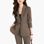 Blazer Set for Women with Lapel and Button Placket in Front - Image 3