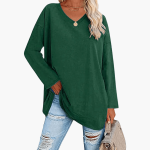 Women's Oversized V-Neck Long Sleeve Shirt – Comfortable & Casual - Image 2