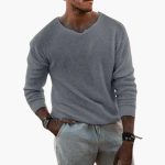 Men's Sweater with Ribbed Collar and Long Sleeves - Image 3
