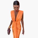 Elegant Pleated Dress - Women's Maxi Dress for Festive Occasions - Image 4