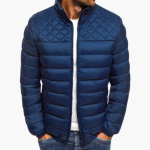Men's Quilted Jacket with High Collar and Zipper - Image 3