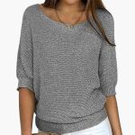 Women’s Pullover Sweater with Wide Neckline and Half Sleeves - Image 6