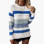 Women's pullover with round neckline and striped surface - Image 4
