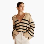 Women's Pullover with V-Neck and Striped Surface - Image 2