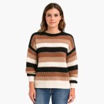 Women's Pullover with Round Neck and Striped Surface - Image 2