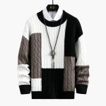 Men's Sweater with Round Neck and Cable Pattern - Image 3