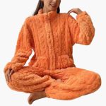 Women's Fleece Pajama Set with Zipper Top and Long Pants - Image 5