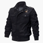 Men's Bomber Jacket with Zipper and Flap Pockets - Image 2