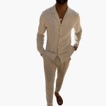 Men's Two-Piece Set with Long Sleeve Shirt and Pants for Spring Summer