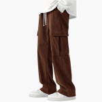 Men's Corduroy Pants with Elastic Waistband and Side Pockets - Image 3