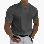 Slim Fit Shirt for Men – Short Sleeve with V-Neck Style - Image 3