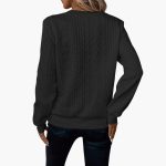Women's pullover with zipper at the neckline and cable knit surface - Image 9
