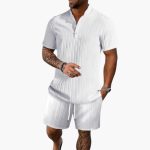 Men's Summer Set with Polo Shirt and Ribbed Shorts - Image 3