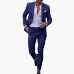 Men's Two-Piece Suit Made of Wool Blend with Slim Fit Cut