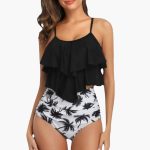 Two-Piece Women's Tankini with Ruffles and Tummy Control