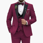 Men's Three-Piece Suit with Slim Fit and Contrast Lapels - Image 5