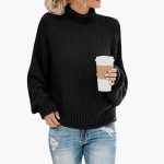 Women's sweater with high neckline and ribbed hem - Image 3