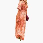 Floral Wrap Maxi Dress - for Women with V-Neck - Image 3