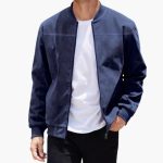 Bomber jacket for men with ribbed collar and zipper - Image 5