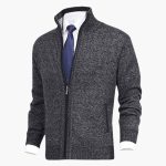 Men's Zip Cardigans with Stand-Up Collar and Ribbed Cuffs - Image 3