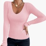 Women's Sweater with V-Neck and Long Sleeves - Image 4