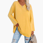 Women's Oversized V-Neck Long Sleeve Shirt – Comfortable & Casual - Image 3