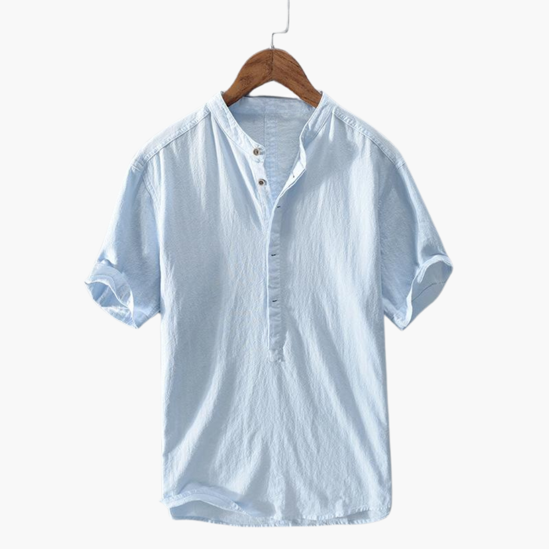 3_24adf723-df70-4c91-aed6-d36f0c2862db_1800x1800_cleanup.png Light Short-Sleeve Shirt for Men - with Stand-Up Collar, Summery - Image 1
