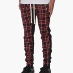 Men's Cotton Pants with Checkered Pattern and Drawstring for Summer - Image 3