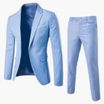 Men's Summer Suit Two-Piece with Lapel and Flat Front Trousers - Image 6