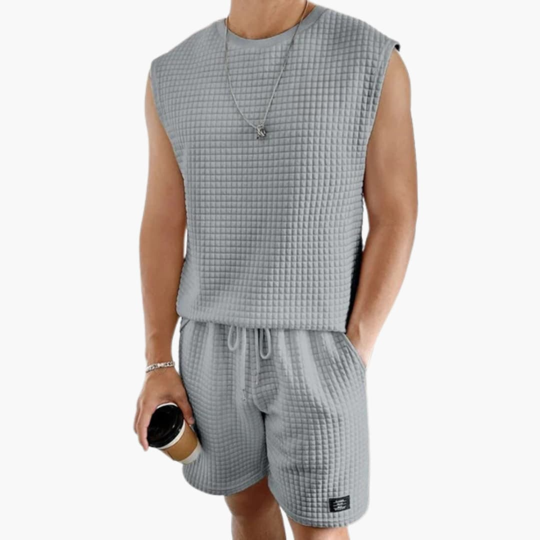 3_28_9d2f9462-c5b3-467e-bf7c-4551a2c3ff82_1800x1800_cleanup.png Men's Lounge Set with Sleeveless Top and Waffle Texture - Image 1