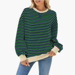 Women's Striped Oversized Sweatshirt – Casual Long Sleeve Pullover - Image 6
