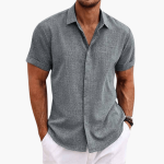 Men's Short Sleeve Shirt – Casual Button-Up Summer Blouse - Image 3