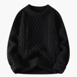 Women's Sweater with Round Neck and Cable Knit Surface - Image 2