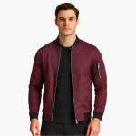 Men's Bomber Jacket with Ribbed Hem and Arm Pocket - Image 3
